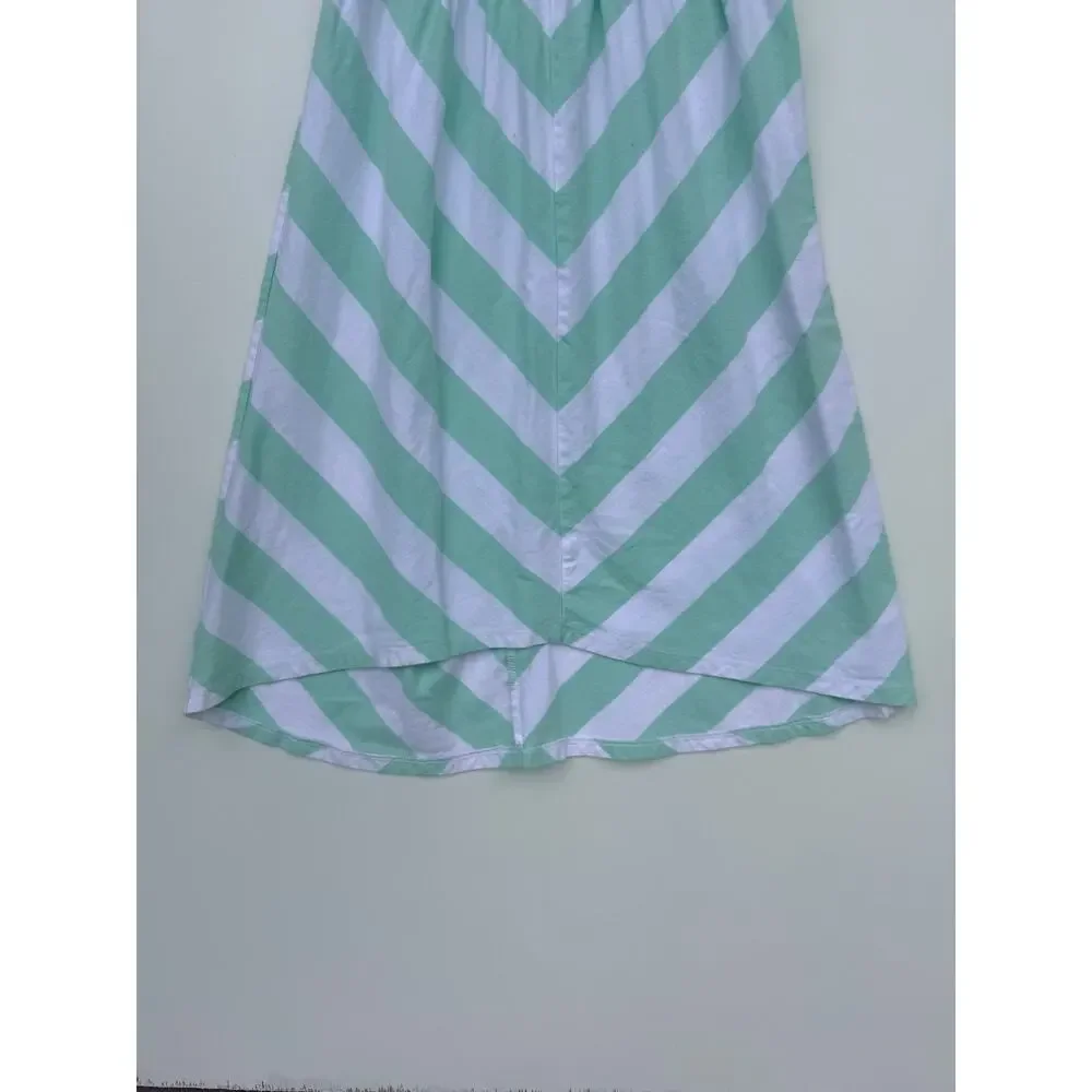 Gymboree Girls Size 10 Mint Green White Striped Chevron Hi-Low Dress Fruit Punch